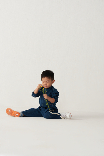KIDS DOUBLE PATCH POCKET SHIRT CO-ORD-INDIGO