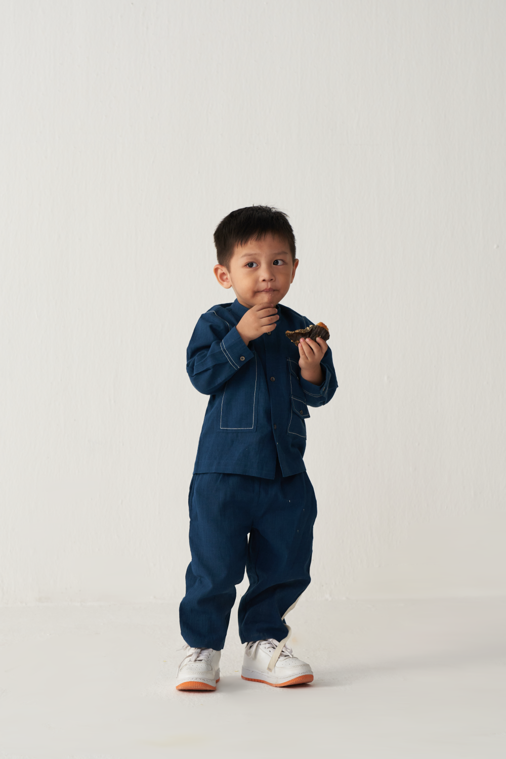 KIDS DOUBLE PATCH POCKET SHIRT CO-ORD-INDIGO