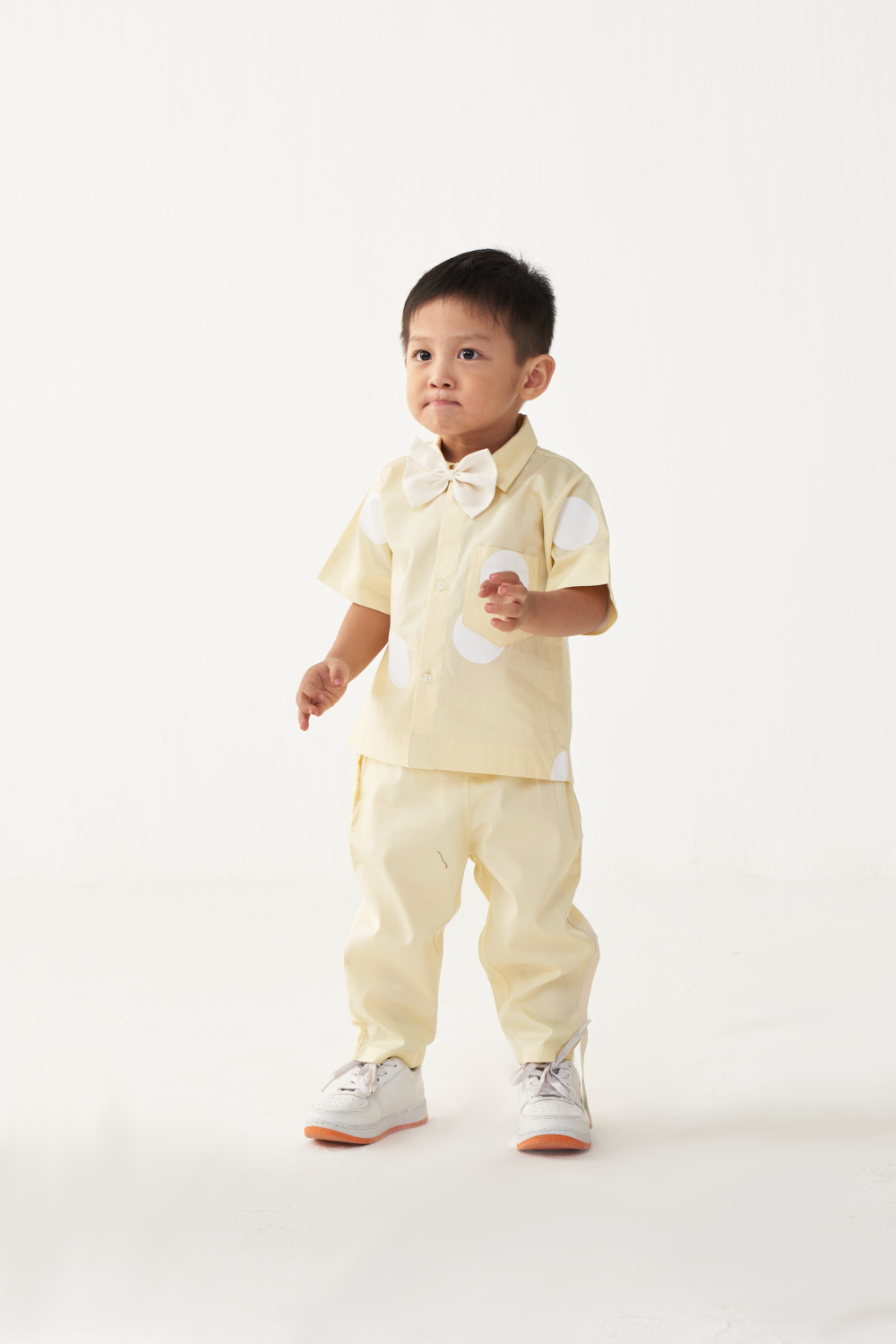 KIDS SHORT TOP CO-ORD-LEMON & POLKA