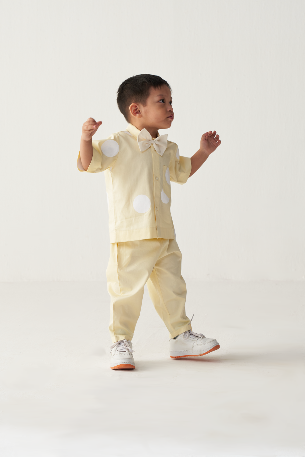 KIDS SHORT TOP CO-ORD-LEMON & POLKA