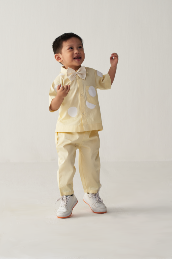 KIDS SHORT TOP CO-ORD-LEMON & POLKA