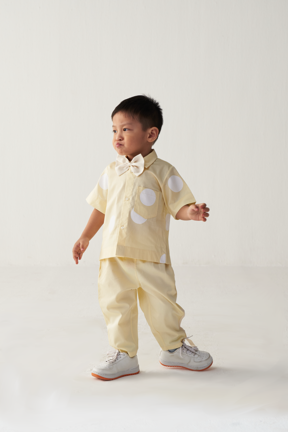 KIDS SHORT TOP CO-ORD-LEMON & POLKA