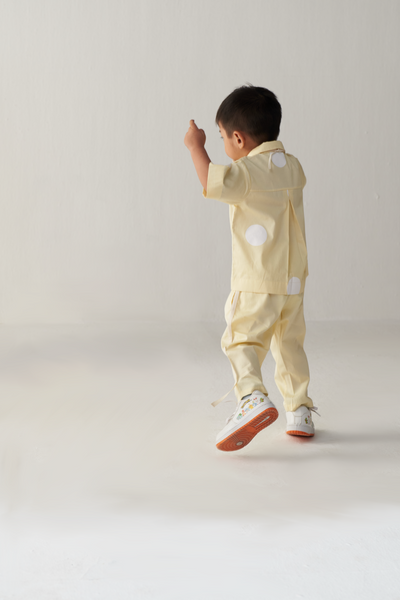 KIDS SHORT TOP CO-ORD-LEMON & POLKA