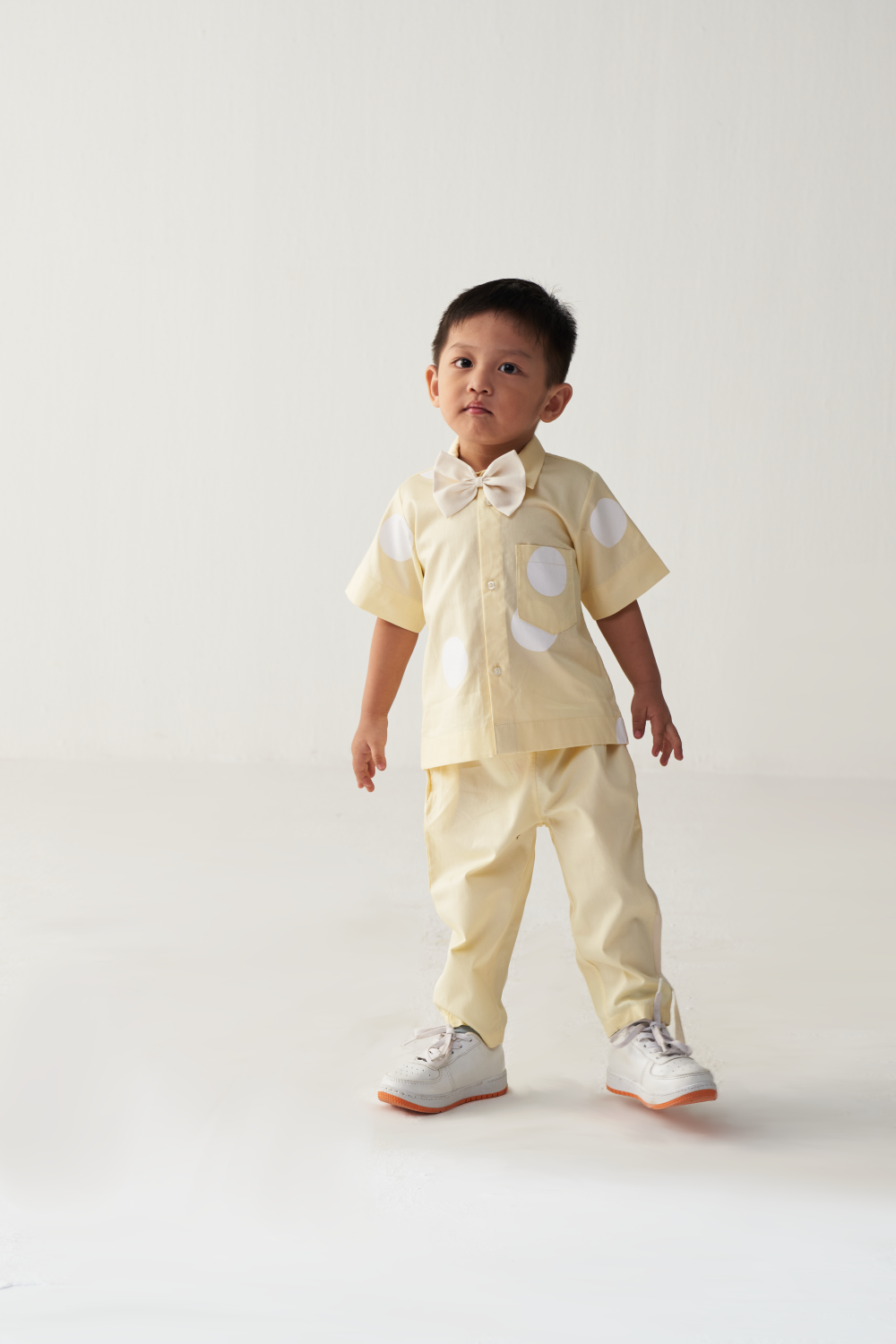 KIDS SHORT TOP CO-ORD-LEMON & POLKA