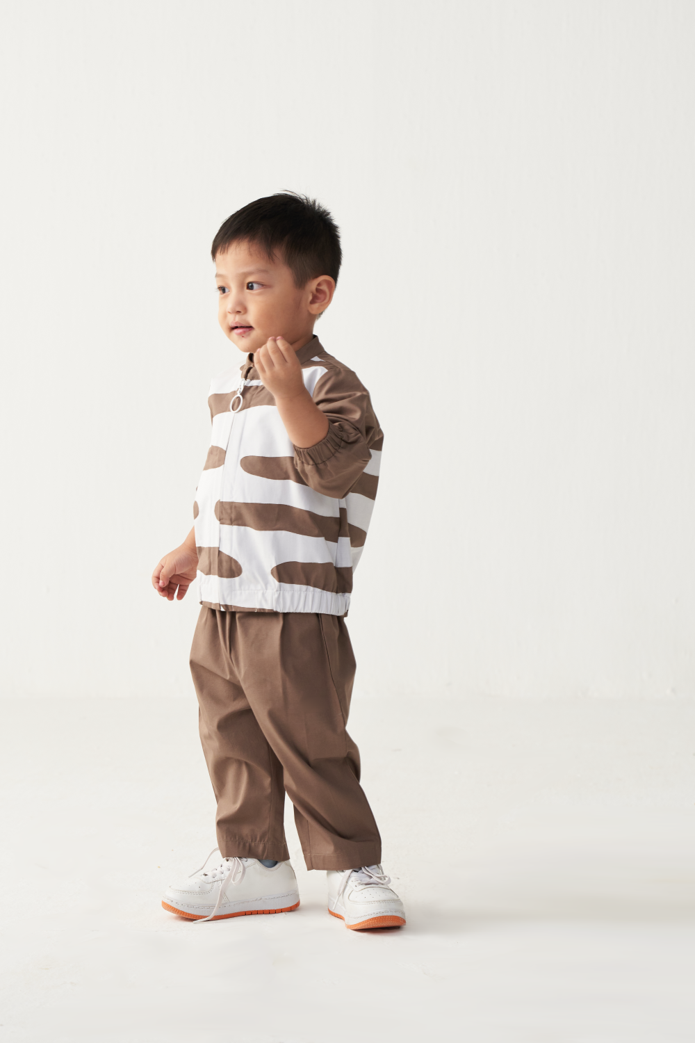 KIDS ABSTRACT BOMBER JACKET CO-ORD-CEDAR & WHITE