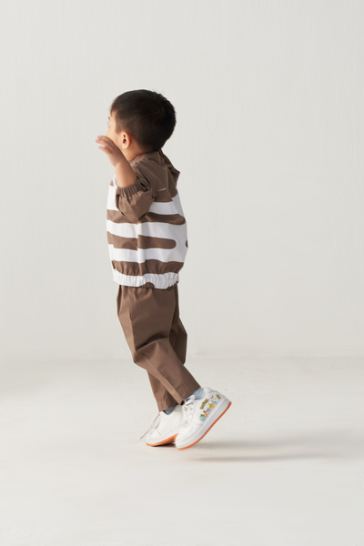 KIDS ABSTRACT BOMBER JACKET-CEDAR /WHITE