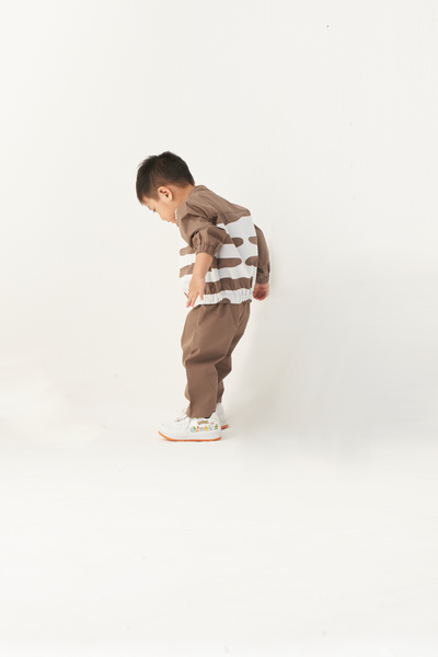 KIDS ABSTRACT BOMBER JACKET CO-ORD-CEDAR & WHITE