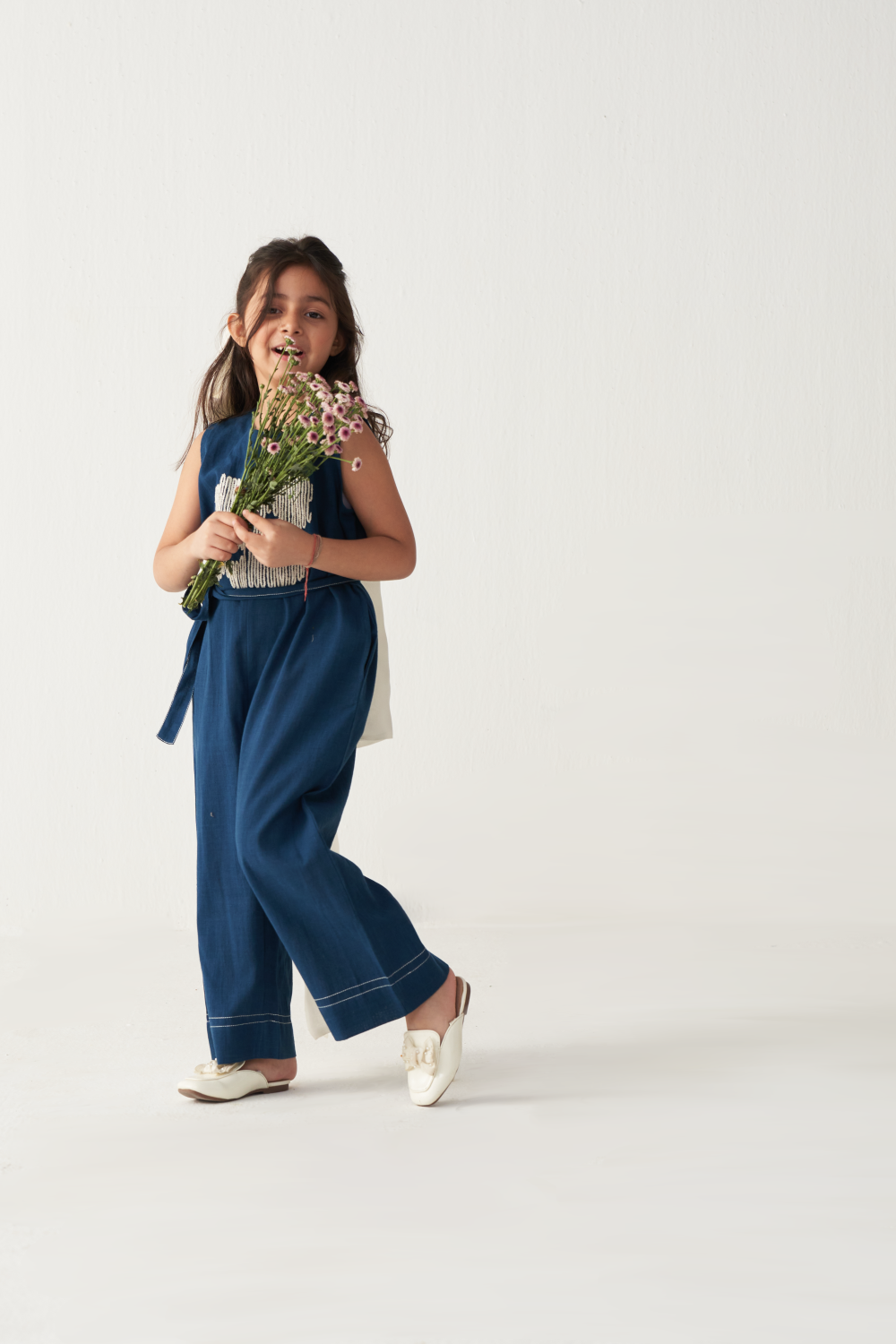 KIDS FLORAL JUMPSUIT-INDIGO