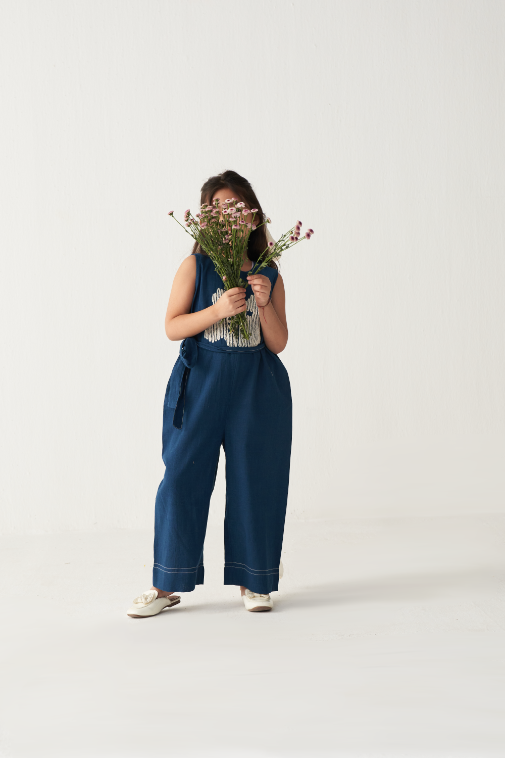 KIDS FLORAL JUMPSUIT-INDIGO