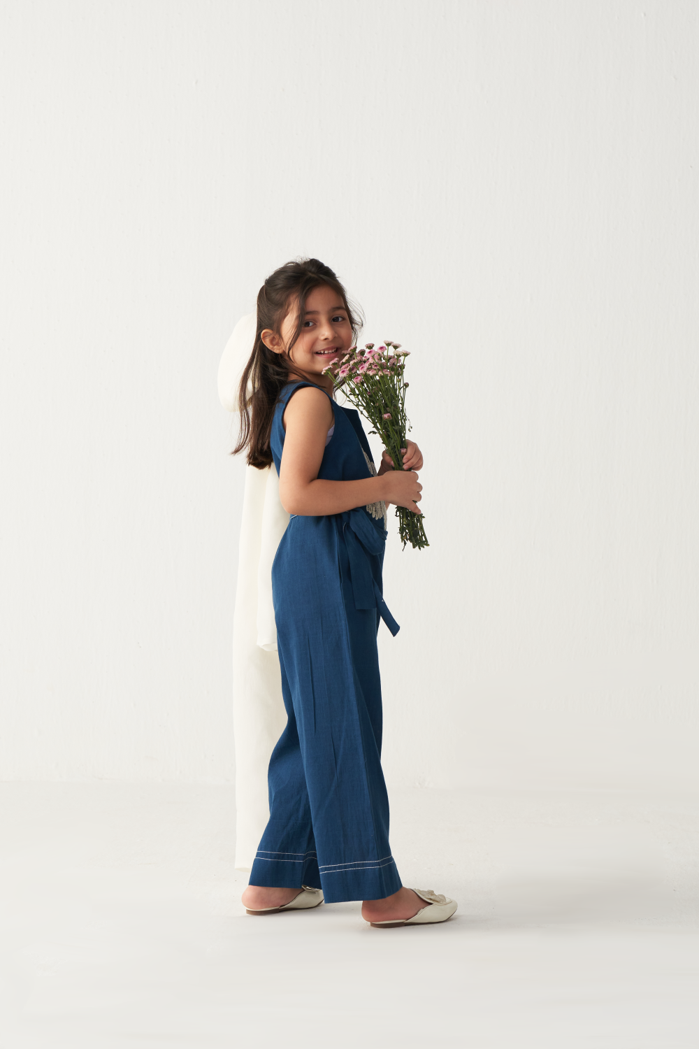 KIDS FLORAL JUMPSUIT-INDIGO