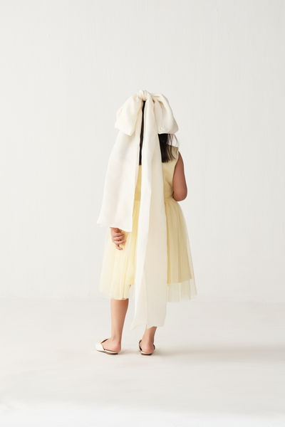 KIDS SIDE ELASTIC DRESS + NET SLIP-LEMON