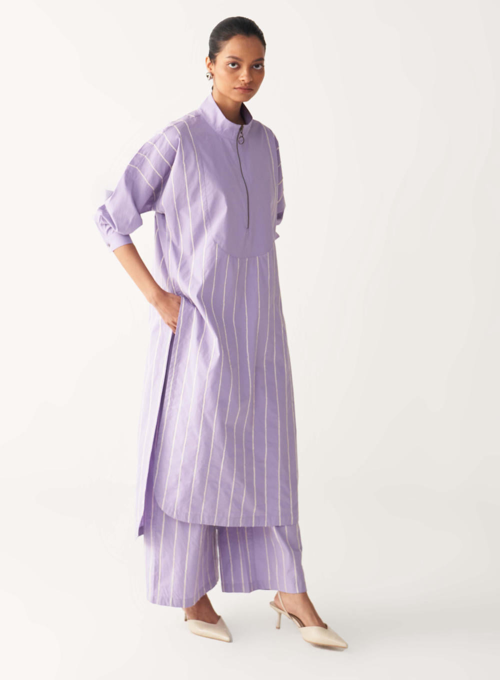 U-YOKE EMB. TUNIC-LAVENDER