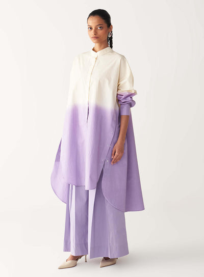 DIP DYE SIDE BUTTON TUNIC-LAVENDER/