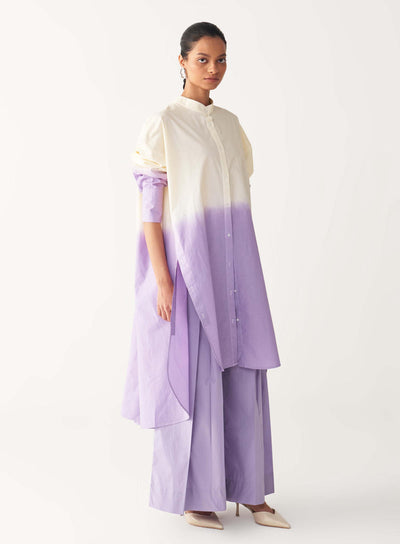 DIP DYE SIDE BUTTON TUNIC-LAVENDER/