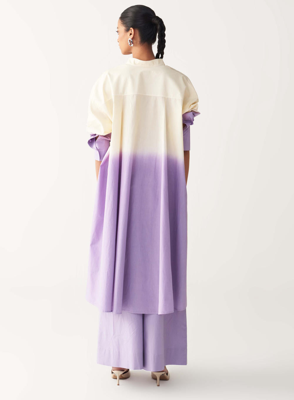 DIP DYE SIDE BUTTON TUNIC-LAVENDER/