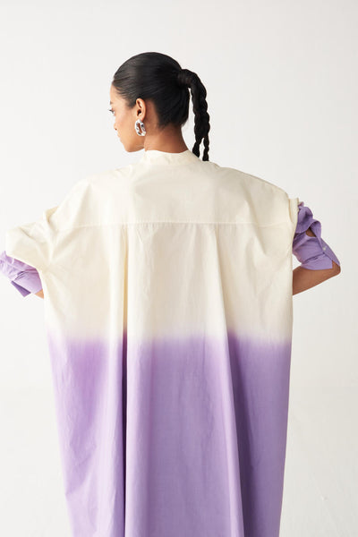 DIP DYE SIDE BUTTON TUNIC-LAVENDER/