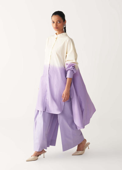 DIP DYE SIDE BUTTON TUNIC-LAVENDER/