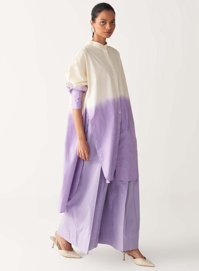 DIP DYE SIDE BUTTON TUNIC-LAVENDER/