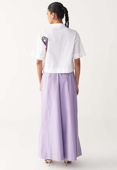 BEADED CROP FRINGE TOP CO-ORD-LAVENDER