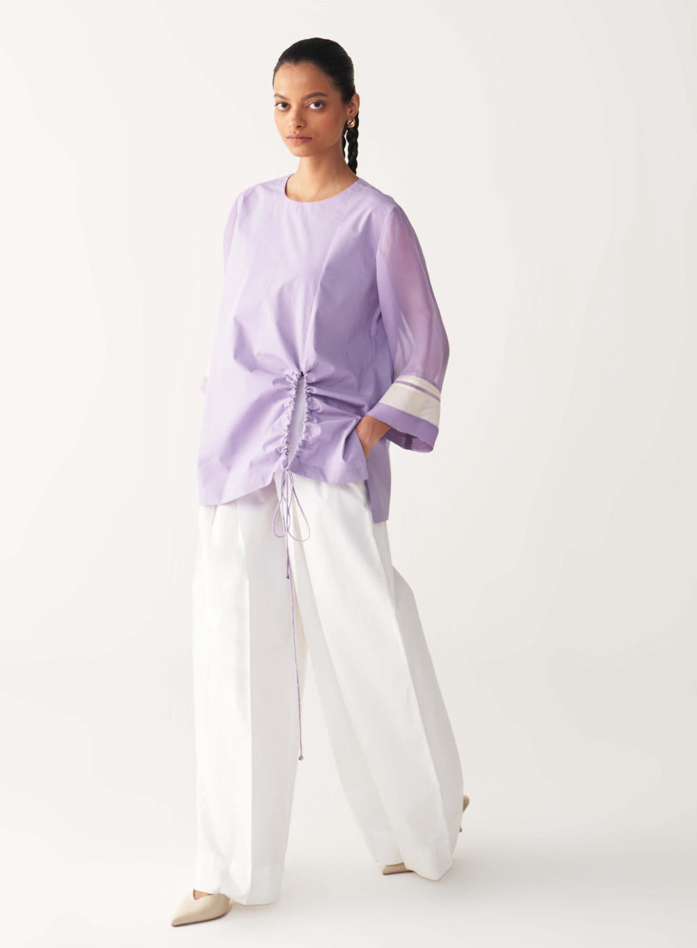FRONT DRAWSTRING TOP CO-ORD-LAVENDER