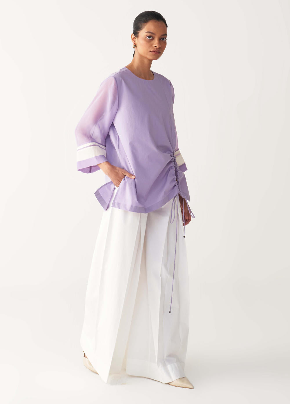 FRONT DRAWSTRING TOP CO-ORD-LAVENDER