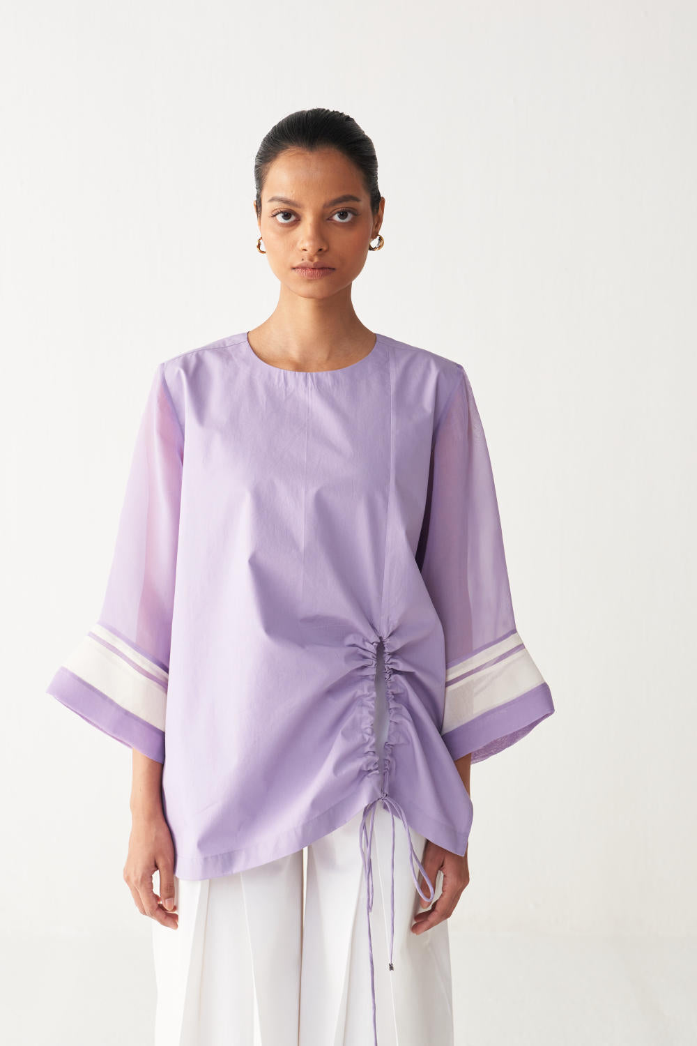 FRONT DRAWSTRING TOP CO-ORD-LAVENDER
