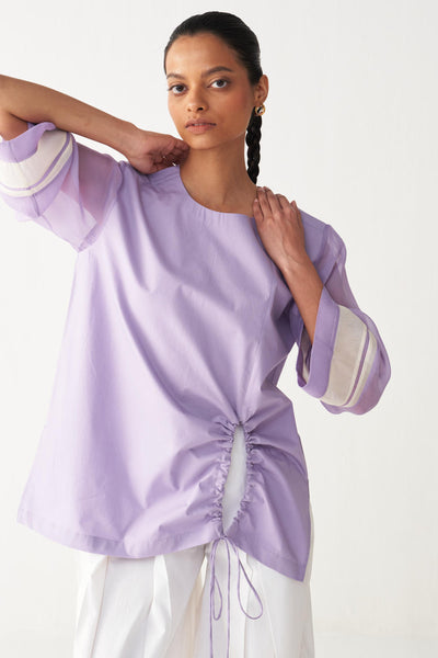 FRONT DRAWSTRING TOP CO-ORD-LAVENDER