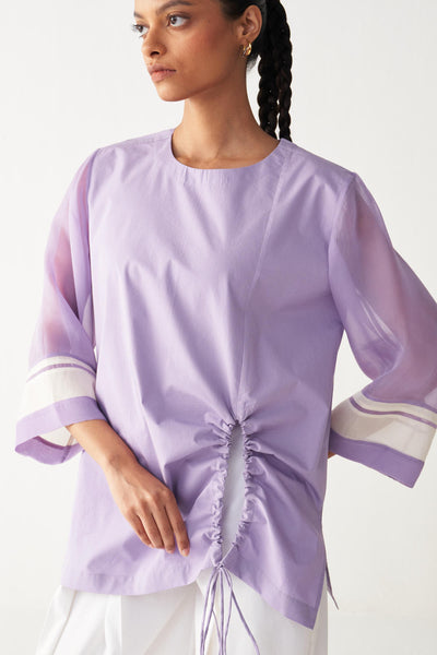 FRONT DRAWSTRING TOP CO-ORD-LAVENDER