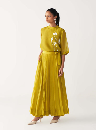 POPPY TOP CO-ORD-LIME