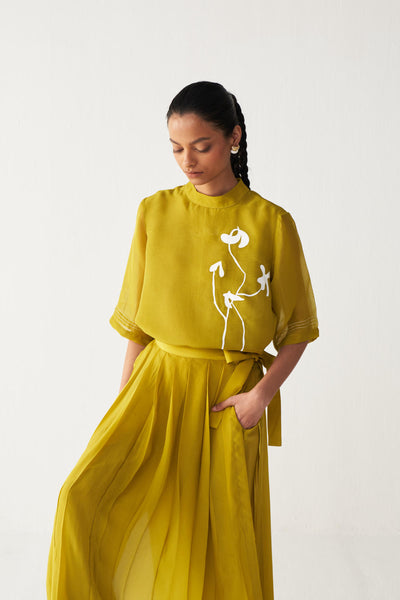 POPPY TOP CO-ORD-LIME