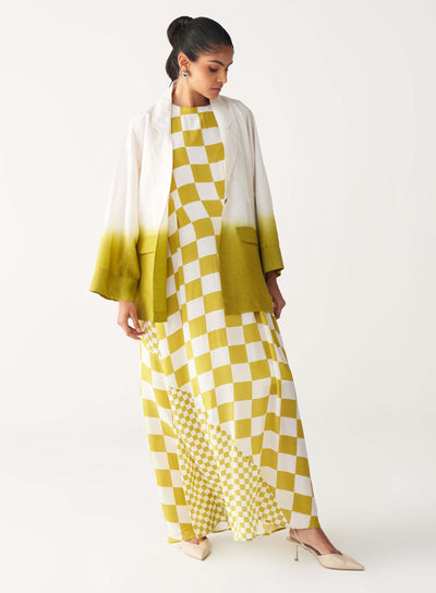 DIP DYE JACKET CO-ORD (Dress included)-IVORY & LIME