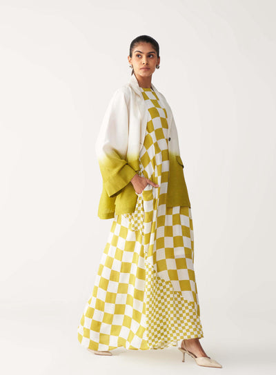 DIP DYE JACKET CO-ORD (Dress included)-IVORY & LIME