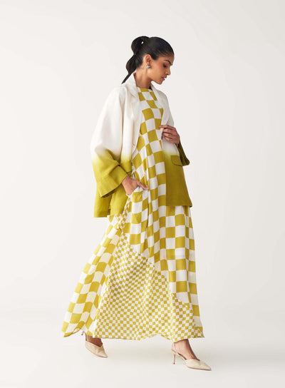 DIP DYE JACKET CO-ORD (Dress included)-IVORY & LIME