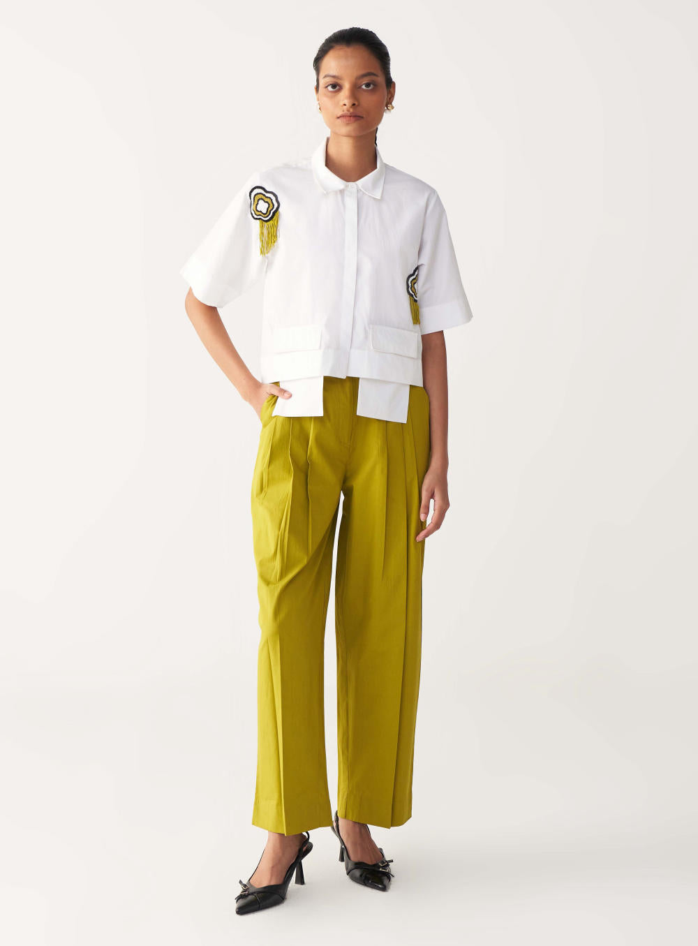 THREE PLEAT PANT-LIME