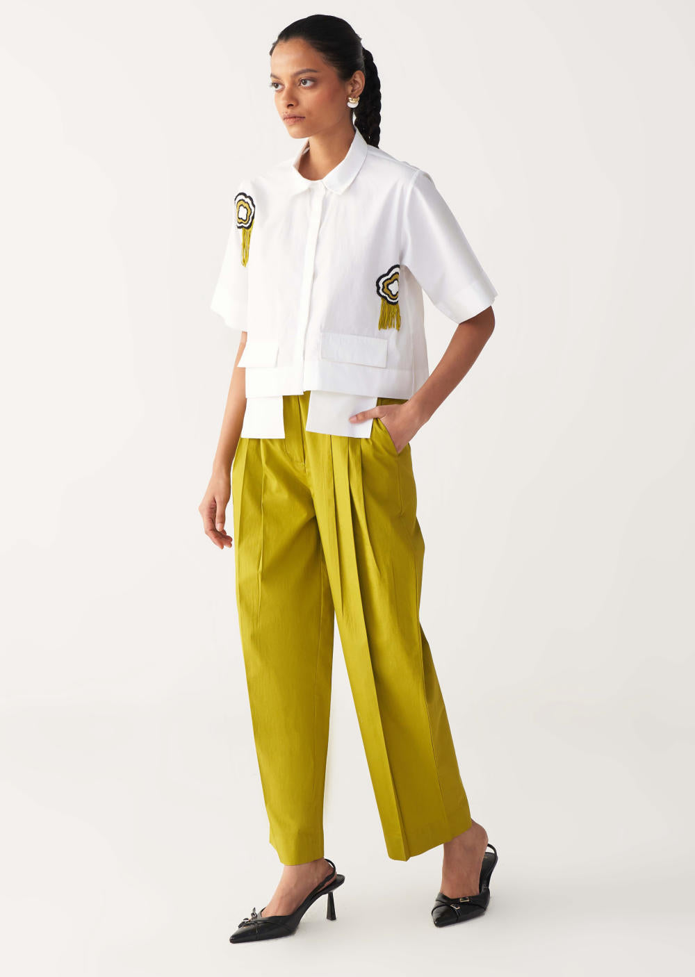 THREE PLEAT PANT-LIME