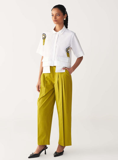 THREE PLEAT PANT-LIME