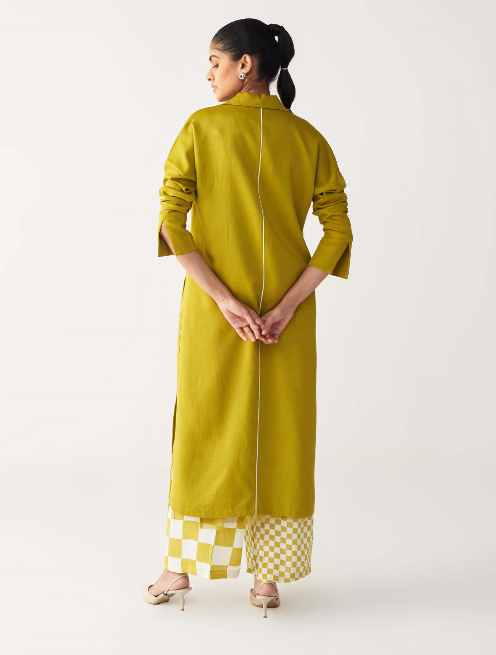 V NECK TUNIC CO-ORD-LIME