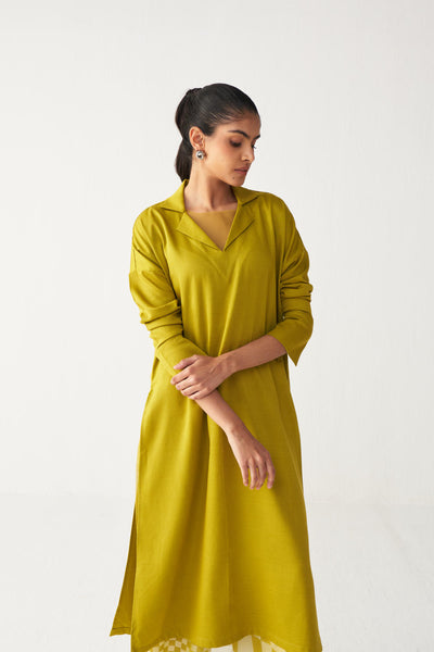 V NECK TUNIC CO-ORD-LIME