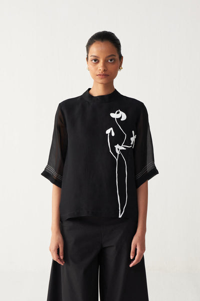 POPPY TOP-BLACK