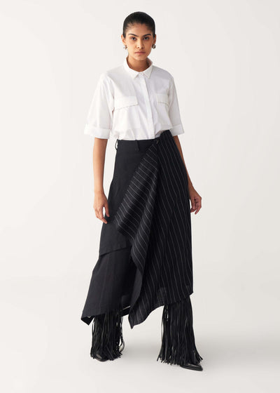 EMB. HANDKERCHIEF SKIRT CO-ORD-BLACK & WHITE