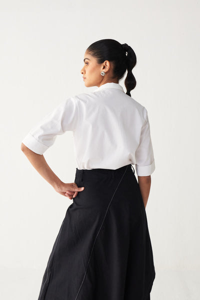 EMB. HANDKERCHIEF SKIRT CO-ORD-BLACK & WHITE