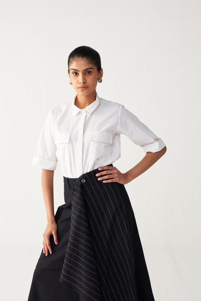 EMB. HANDKERCHIEF SKIRT CO-ORD-BLACK & WHITE