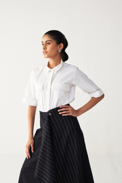 EMB. HANDKERCHIEF SKIRT CO-ORD-BLACK & WHITE