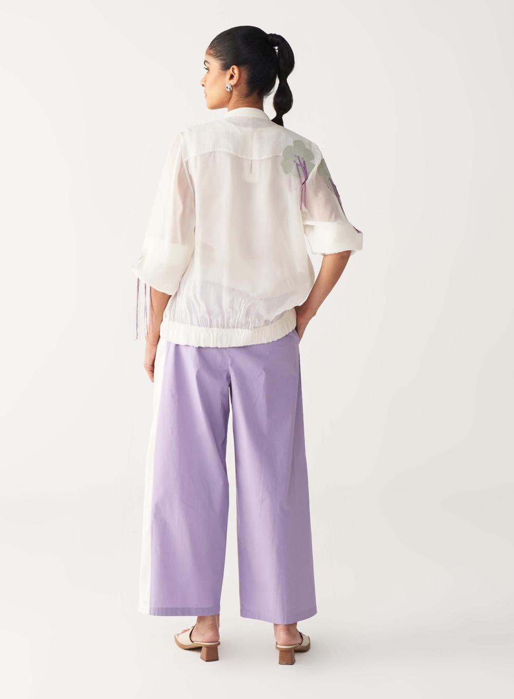 FLORAL FRINGE BOMBER-IVORY