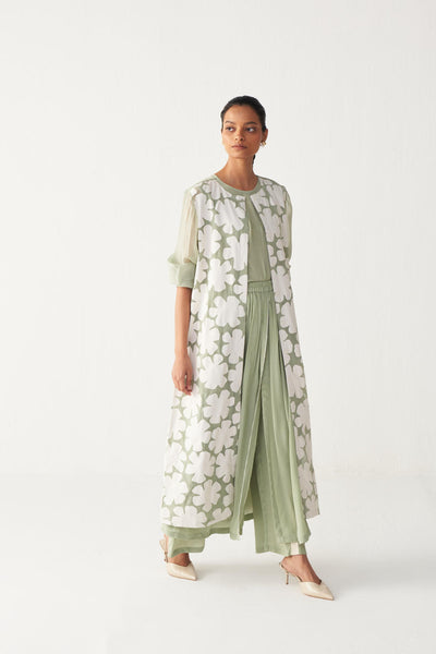 FLORAL BACK YOKE JACKET-MINT