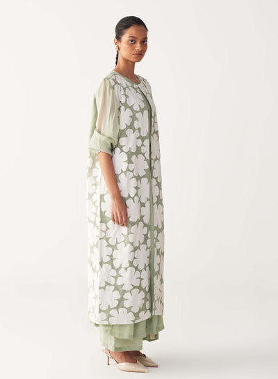 FLORAL BACK YOKE JACKET-MINT