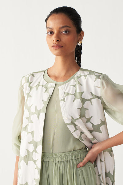 FLORAL BACK YOKE JACKET-MINT
