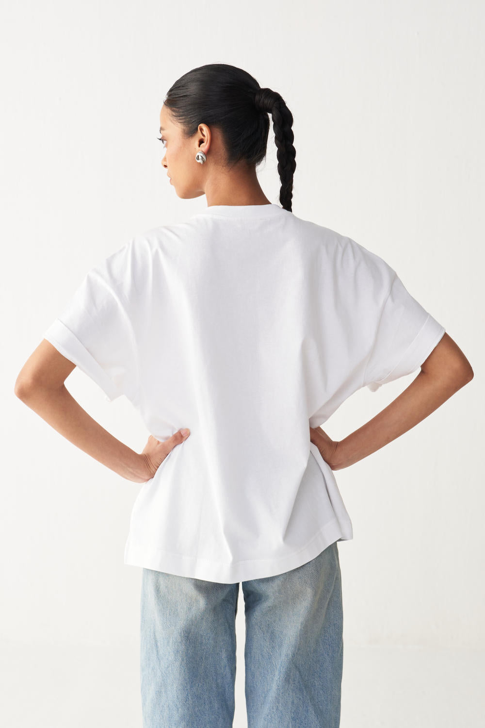 FLORAL FRINGE T-SHIRT + DENIM-WHITE