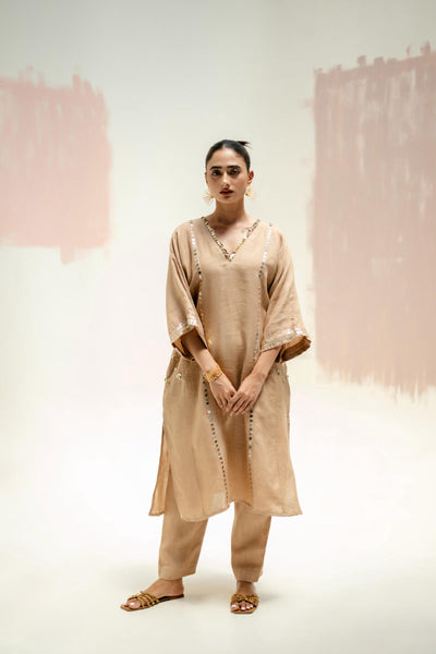 Aaram Choga Kurta with Pants-Camel