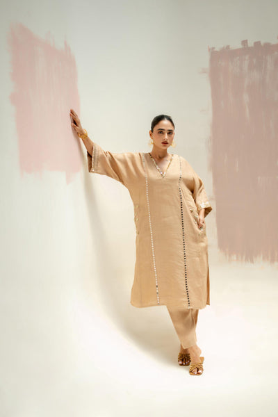 Aaram Choga Kurta with Pants-Camel